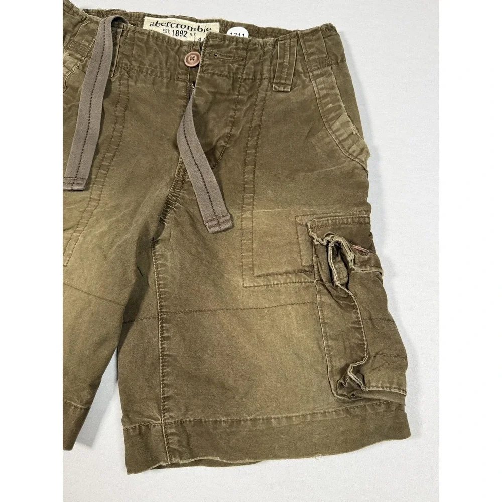 Abercrombie Shorts Boys 10 Green Cargo Twill Cotton Pockets Casual Summer Play